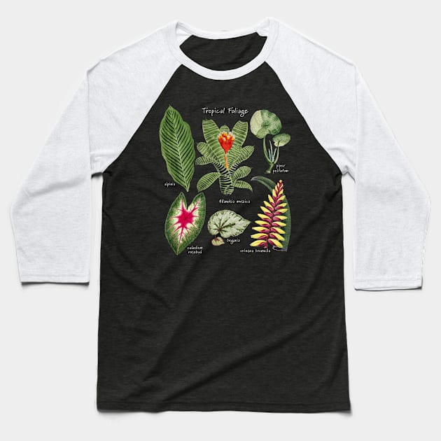 Tropical Plants Foliage Flowers Baseball T-Shirt by Pine Hill Goods